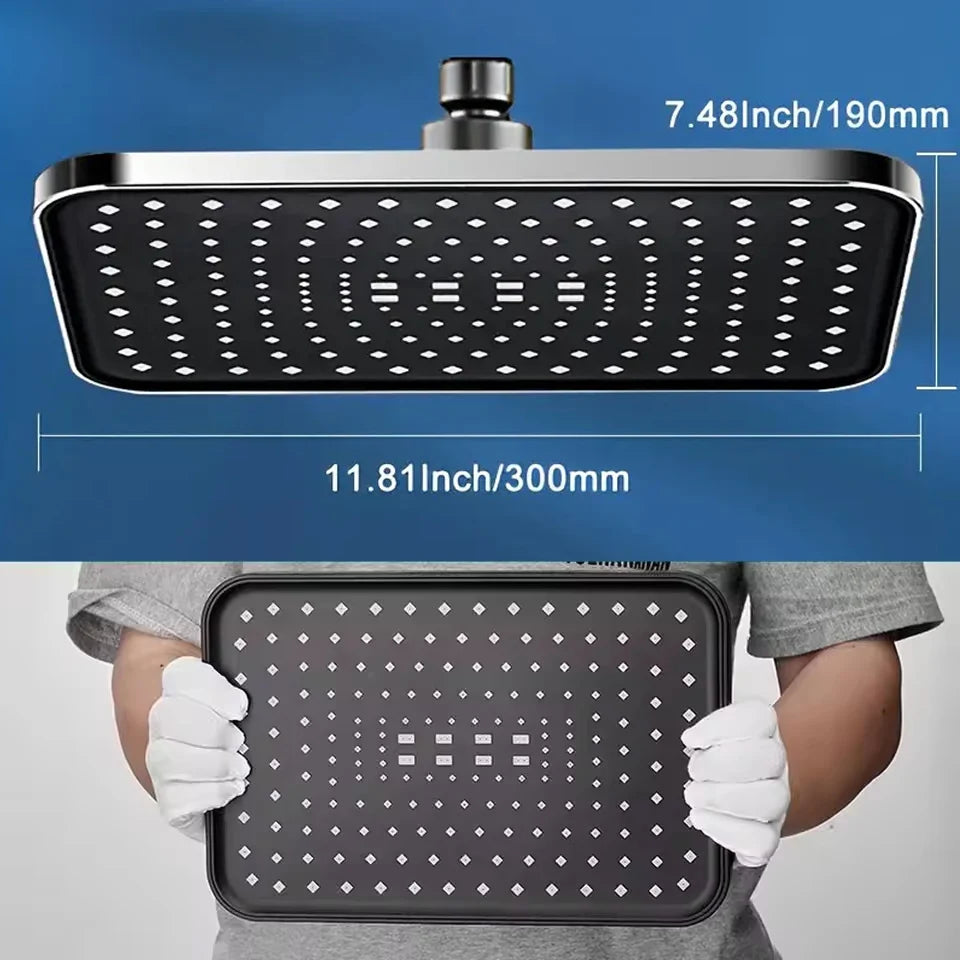 New Large Size High Pressure Overhead Rain Shower Head Large Flow Booster Rain Shower Head 360° Rotation Water Saving