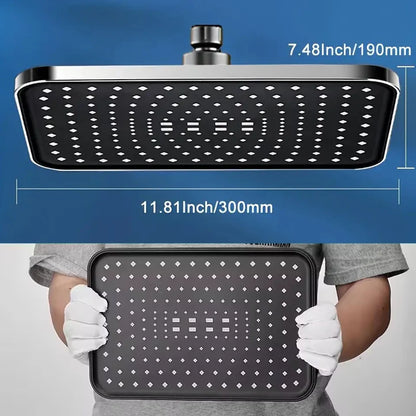 New Large Size High Pressure Overhead Rain Shower Head Large Flow Booster Rain Shower Head 360° Rotation Water Saving