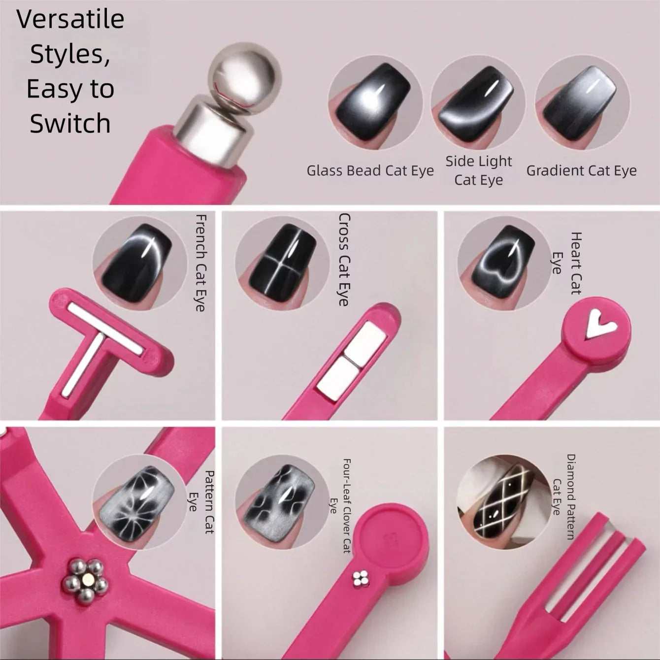 New 8in1 Nail Magnet Multi Functional For Attracting Glass Beads Cat Eye Nail Polish And Gel Polish