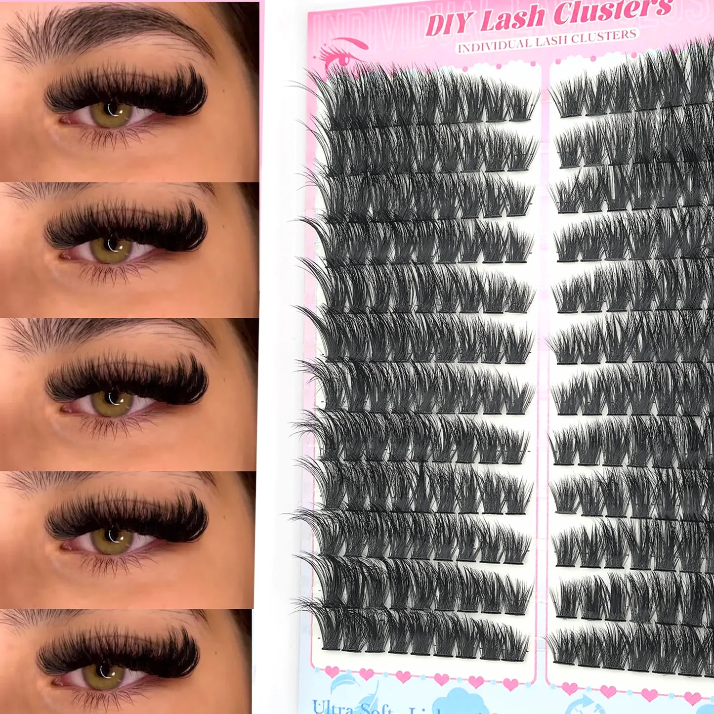 False Eyelashes Natural Wispy Individual Cluster Lashes Easy to Apply Soft & Lightweight Reusable for Daily Makeup