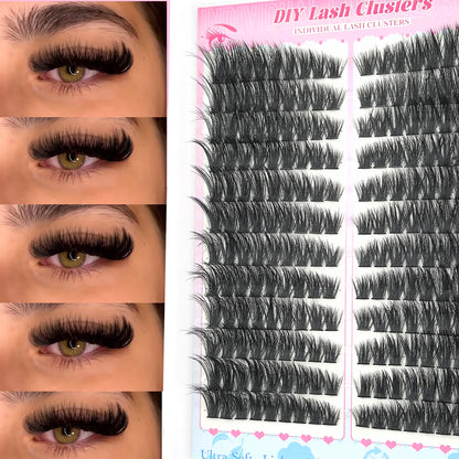 False Eyelashes Natural Wispy Individual Cluster Lashes Easy to Apply Soft & Lightweight Reusable for Daily Makeup