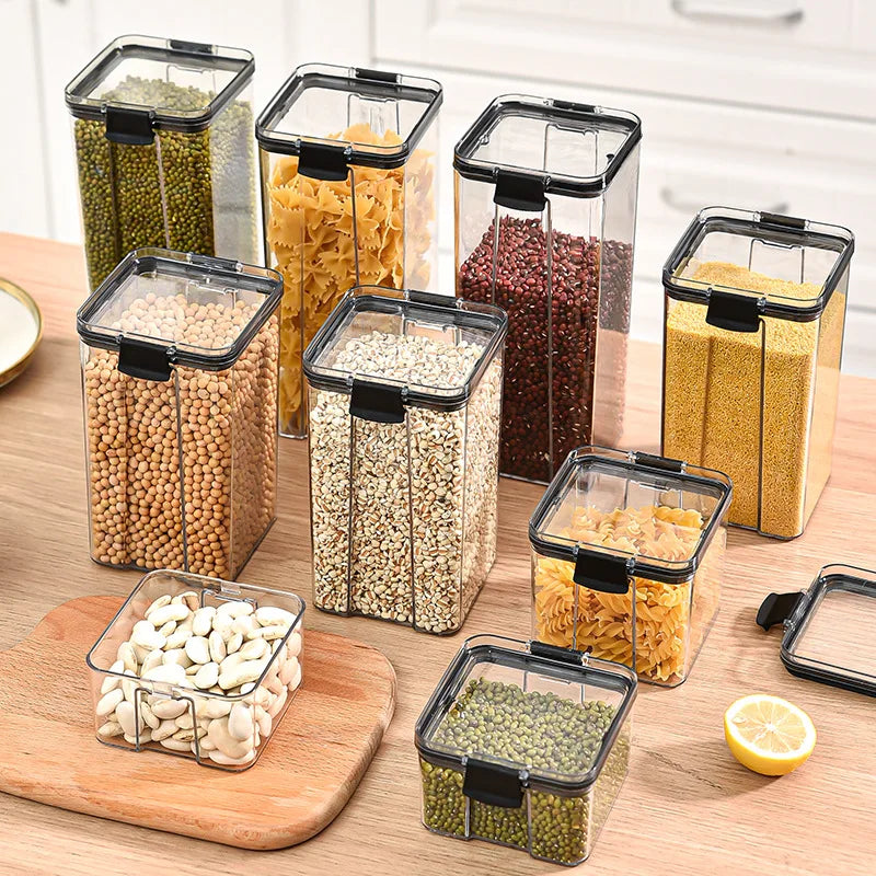 Sealed Jars Kitchen Grain Storage Organizer Large Tank Plastic Moisture-proof Storage Box Household Seasoning Jars Set 2030