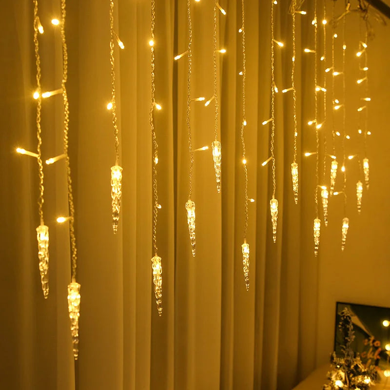 LED Curtain Icicle Christmas String Lights