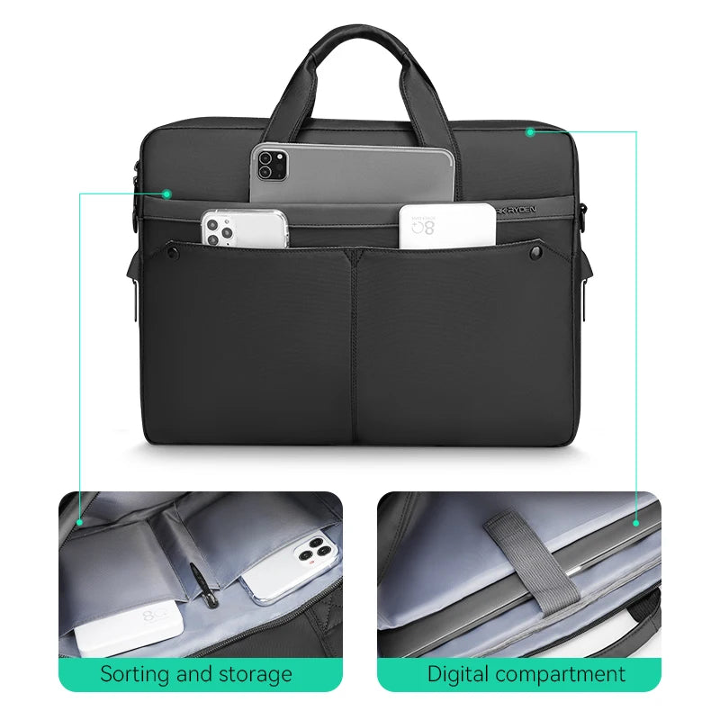 MARK RYDEN Multi-purpose Laptop Briefcase Water Repellent Commuter Bag with Trolley Sleeve
