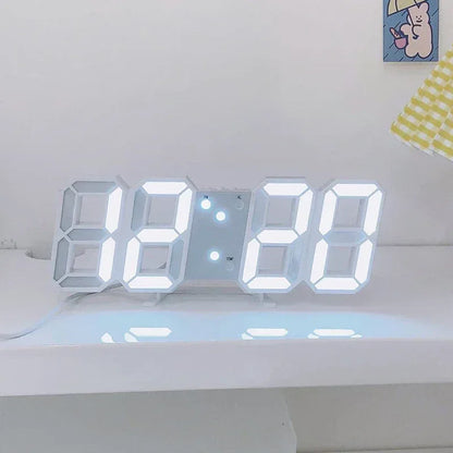 3D LED Digital Clock Luminous Fashion Wall Clock Multifunctional Creative USB Plug in Electronic Clock Home Decoration - Urbizia