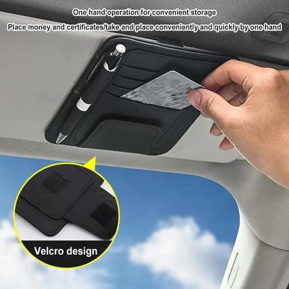 Car Sun Visor Organizer Multi-Pocket Business Card Storage Management Sunglasses Holder Visor Accessories Auto Interior - Urbizia
