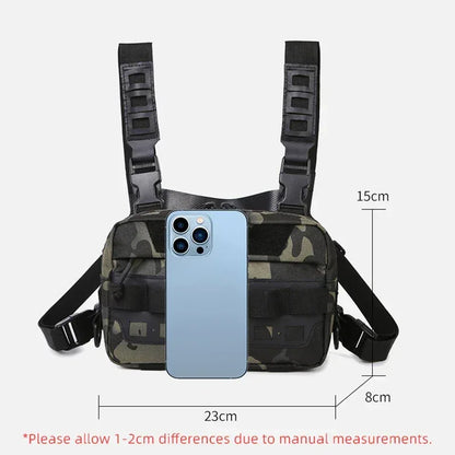 Men’s Camo Fishing Vest Chest Pack Outdoor Tackle Bag - Urbizia
