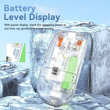 Bluetooth Mouse 2.4G Wireless Mouse Dual-Mode Transparent Mouse 1600 DPI Silent Mouse Rechargeable Mice for PC Laptop Macbook