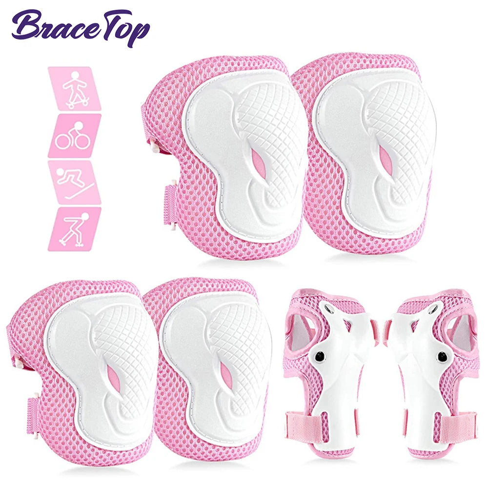 6 In 1 Kids/Youth Protective Gear Set, Kids Knee Pads Elbow Pads & Wrist Guard for Scooter, Skateboard, Bicycle, Inline Skating