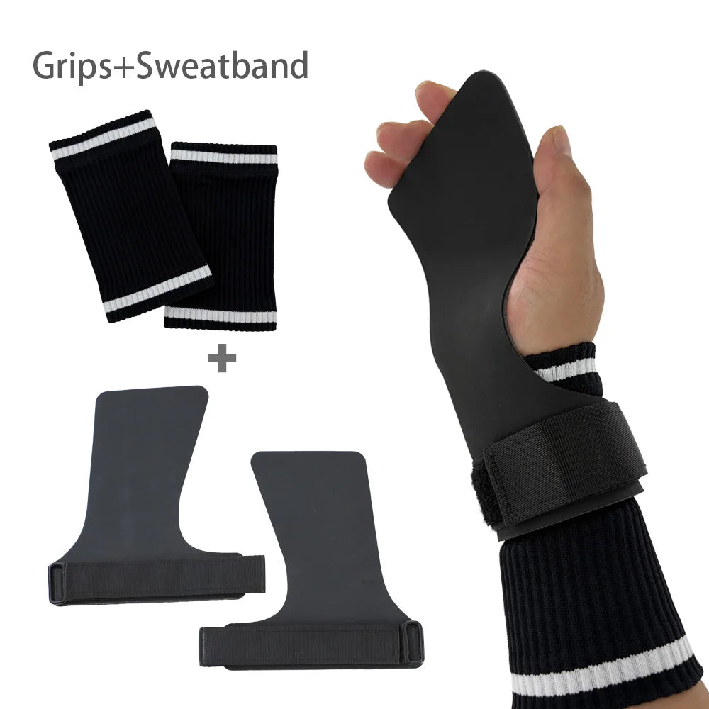 A Pair of Hypalon No-hole Hand Grips for Crossfit Pull-ups Cross Training Gymnastics WODS Weightlifting Palm Protector