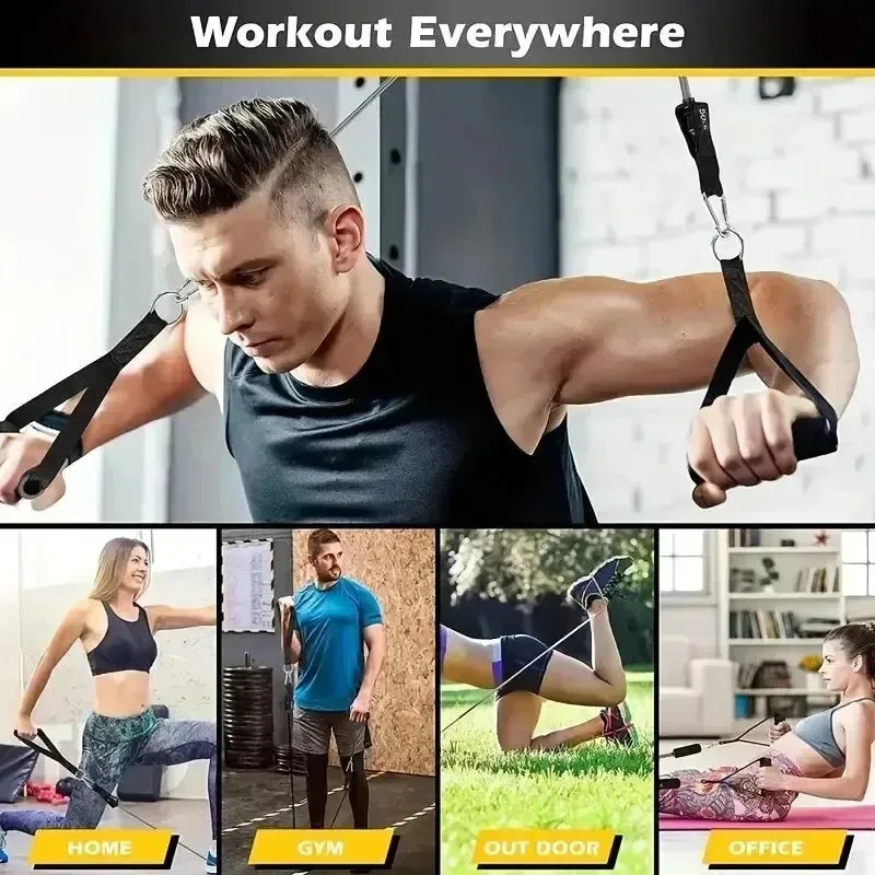11pcs TPE Resistance Band Set Fitness Band Pull Rope Elastic Training Band With Door Anchor Handles Carry Bag Legs Ankle Straps - Urbizia