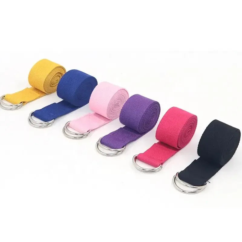 1Pc Yoga Strap For Yoga Pilates Ballet Dance With Adjustable D-Ring Buckle Cotton Yoga Belt For Fitness Daily Stretching - Urbizia