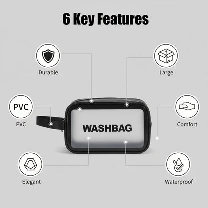 Pu Transparent Makeup & Toiletry Bag, Large Capacity PVC Semi Transparent Frosted Portable Storage Bag