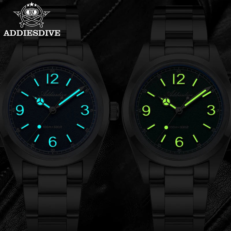 ADDIESDIVE New VH31 Quartz Watches Bubble Glass Retro Elegant WristWatch BGW9/C3 Luminous Waterproof 10Bar Men's Watch AD2518