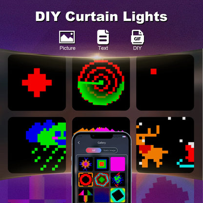 LED Smart Curtain Lights – App-Controlled RGB Fairy Lights with DIY Music Display