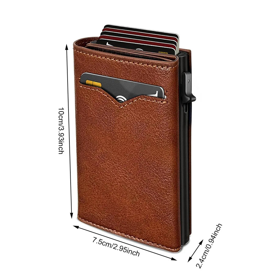 Pop Up Wallet For Men, RFID Blocking Credit Card Holder With Clear ID Window Cash Pocket Slim Business Purse Gift