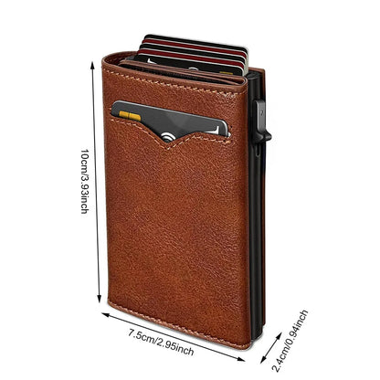 Pop Up Wallet For Men, RFID Blocking Credit Card Holder With Clear ID Window Cash Pocket Slim Business Purse Gift