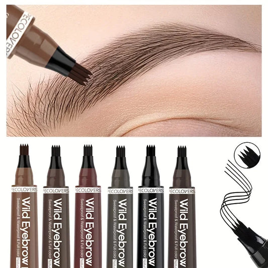 Waterproof 4-Tip Eyebrow Pen – 6 Colors