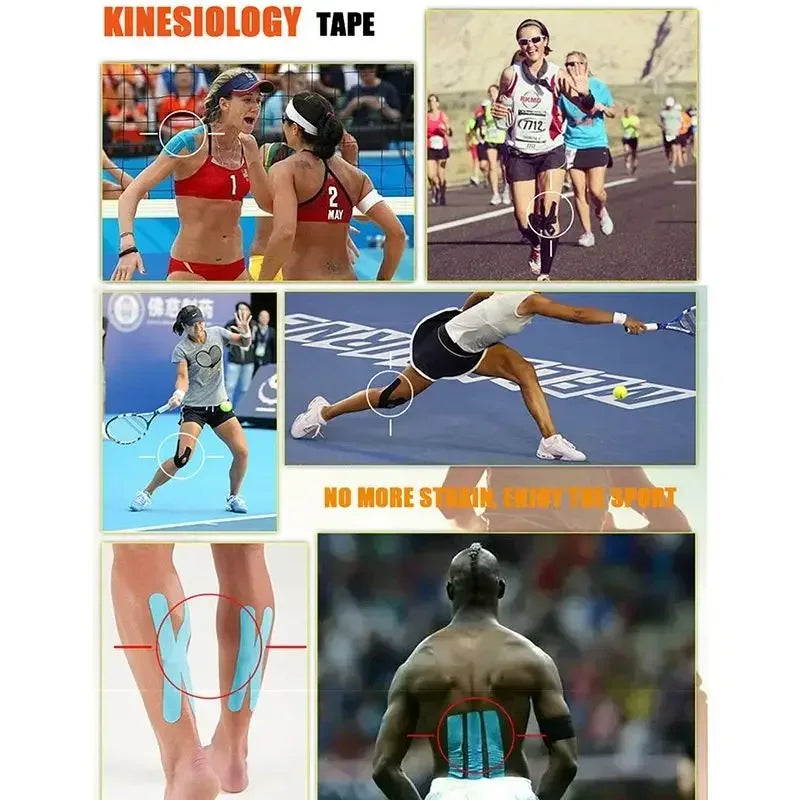 Tapes Kinesio Elastic Bandage Knee Pads Tapes Kinesiology Support Pads Locking Sports Self-Adhesive Venda Kinesiotape Bandage ￼ - Urbizia