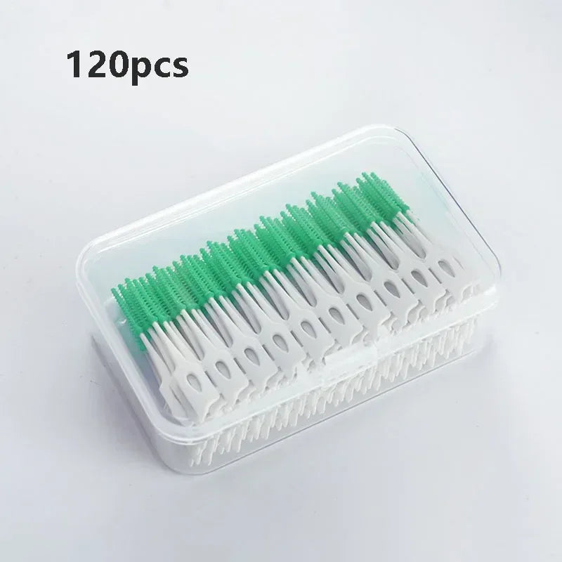 40/120pcs Interdental brush Food grade silicone clean tooth crevices Dental care box toothpicks dental odontología - Urbizia