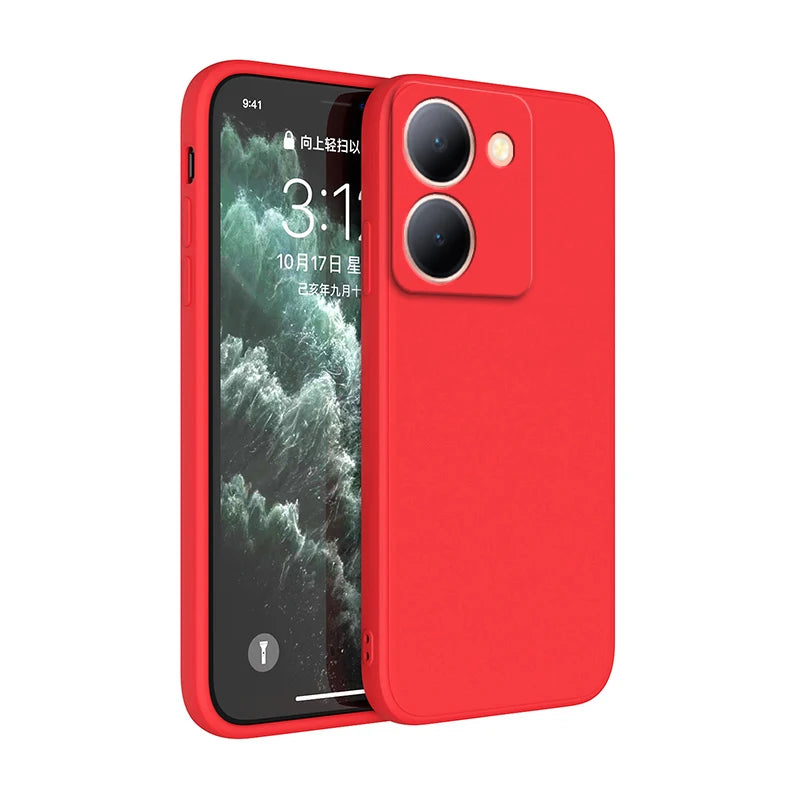 Pure Candy Phone Cover for VIVO Y36 Y27 Y78 4G 5G Luxury Shockproof Original Liquid Silicone Internal Flocking Soft Case Housing