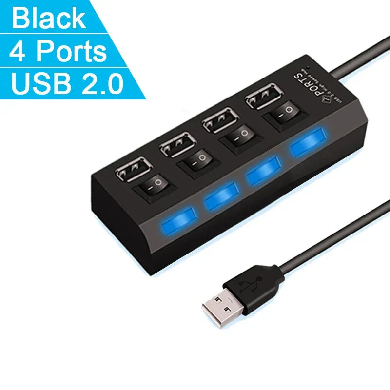 USB 2.0 4/7 Port Multi USB Hub Splitter with Switch
