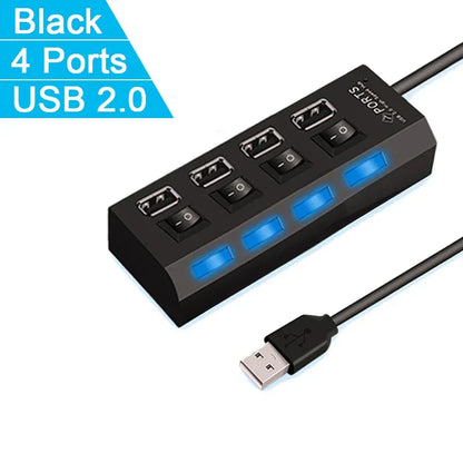 USB 2.0 4/7 Port Multi USB Hub Splitter with Switch