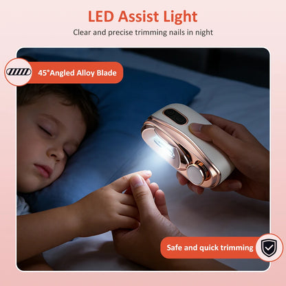 Electric Nail Clipper Cutter With LED Light Automatic Nail Grinder Trimmer For Baby Adult USB Mini Manicure Tools Nail Care