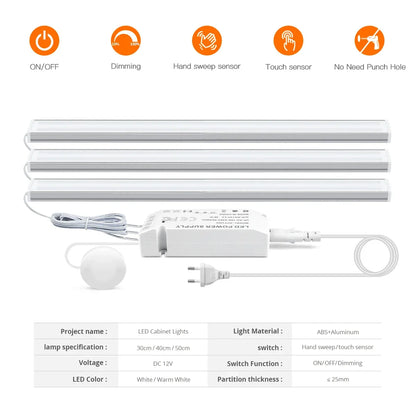 Motion Touch Sensor LED Cabinet Light Bar (Wireless Under Cabinet Lamp)