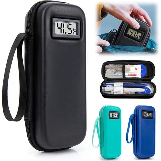 Insulin Cooler Travel Case Waterproof Insulin Cooling Bag with Thermometer Display Medicine Organizer Bag for Diabetics