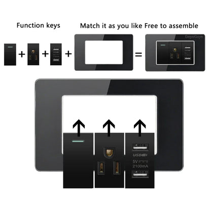 American Thai Standard USB Type-C 20W Fast Charging Power Outlet,Mexico with Smart usb c 3A Socket Wall Electric Light Switch - Urbizia