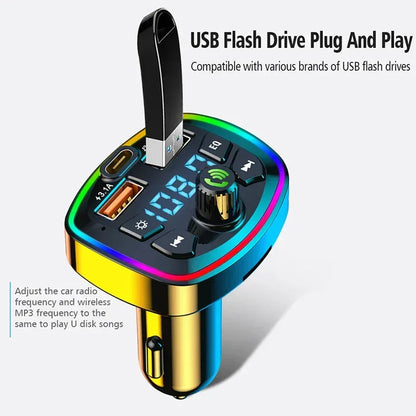 Car Bluetooth 5.0 FM Transmitter with Dual USB Charger - Urbizia