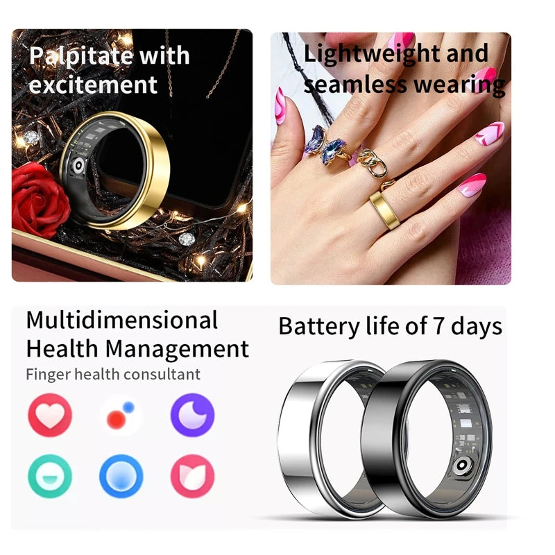 2026 Smart Ring Bluetooth Call Heart Rate Blood Pressure Monitor 5ATM Waterproof Health Ring Men Women For Xiaomi Gift