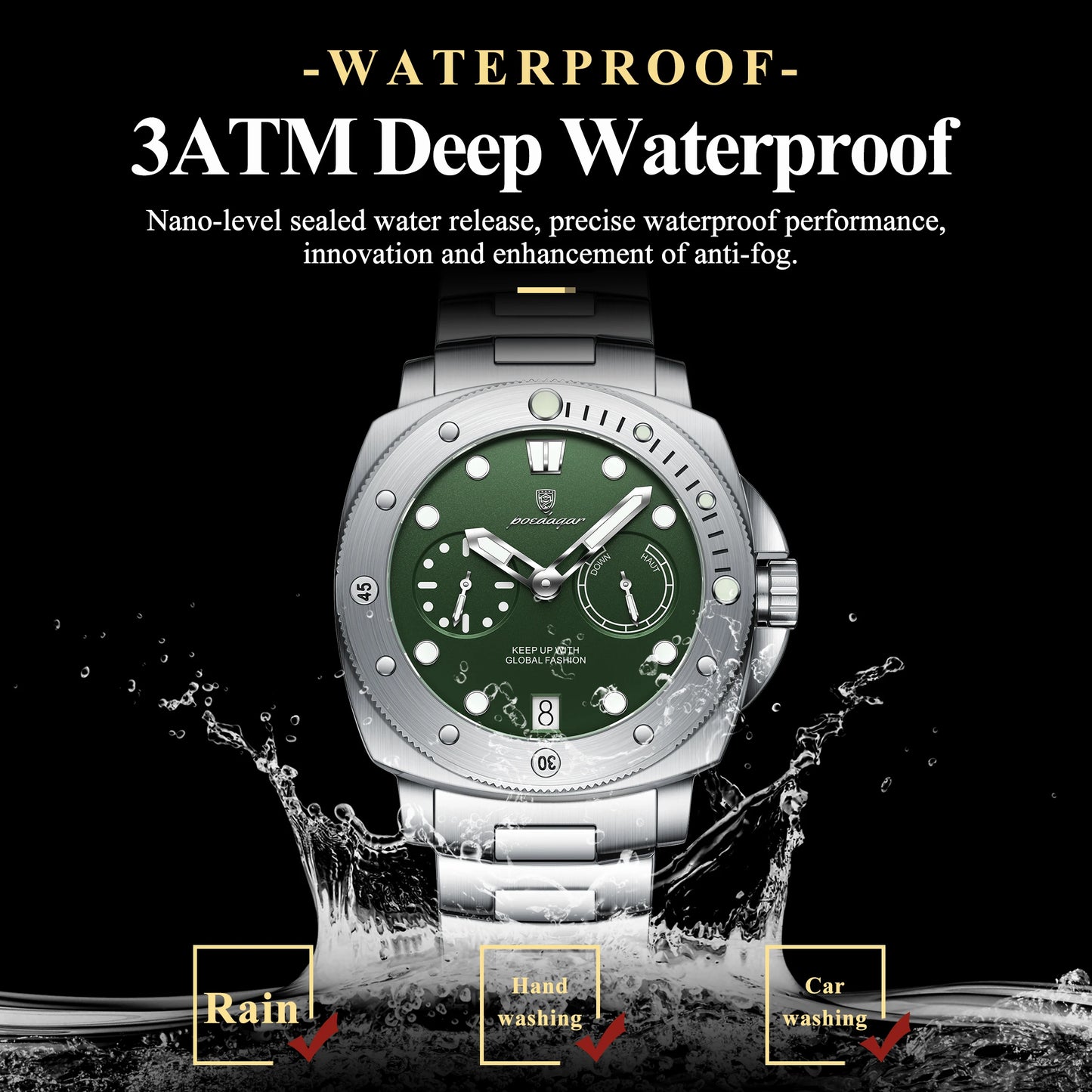 POEDAGAR Luxury Man Wristwatch Top Luminous Waterproof Date Men Clock High Quality Stainless Steel Men's Quartz Watches Male+Box
