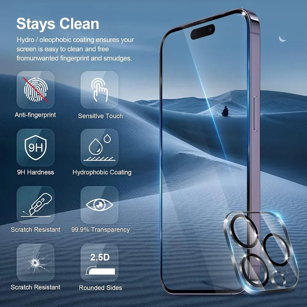 HD Screen & Camera Lens Protector Set for iPhone