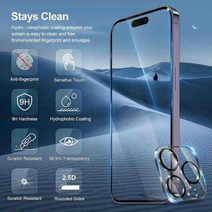 HD Screen & Camera Lens Protector Set for iPhone