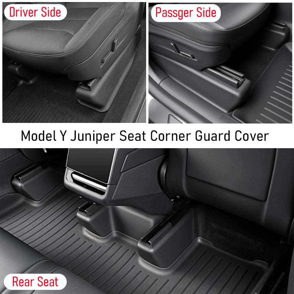 For Tesla Model Y Juniper 2025 2026 Under Seat Corner Guard Seat Slide Rail Protector Cover Anti-Kick Decor Flocking Accessories