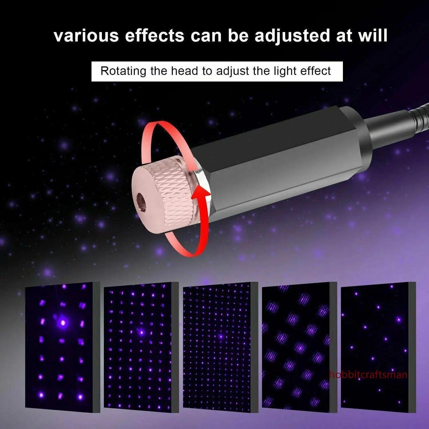 USB LED Star Projector Light for Car Roof