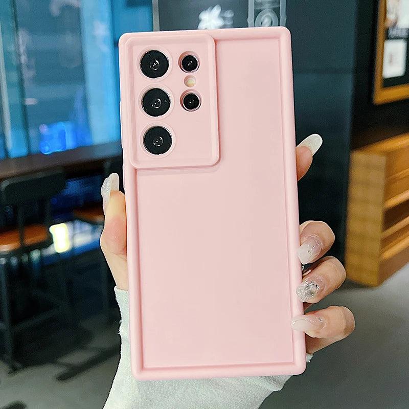 Solid Color Soft TPU Case For Samsung Galaxy S24 FE S26 S23 S24 S25 Ultra S25 Edge S22 Plus A55 A35 A15 5G Silicone Phone Cover