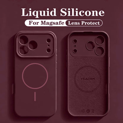For 18 Magsafe Magnetic Wireless Charging Solid Color Soft Silicone Phone Case For iPhone 18 17 Pro Max 16 15 14 13 Bumper Cover