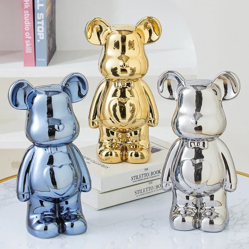 17/27/cm Aesthetic Bear brick Ceramic Staute Teddy Bear decor action figure Sculptures Ornament for room Home Decoration Crafts - Urbizia