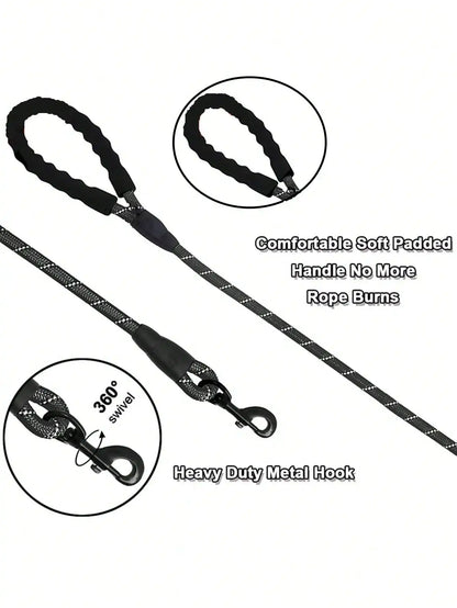 1pc New Color Pet Leash, Reflective Nylon Dog Leash, Explosion Proof Walking Rope, Foam Handle No Choking, Round Rope, Pink