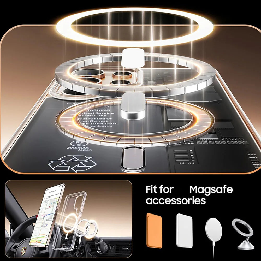 For Magsafe Phone Case For Samsung Galaxy S26 Ultra Case Samsung S26 S26+ S 26 Plus Magnetic Charging Acrylic Clear Cases Cover