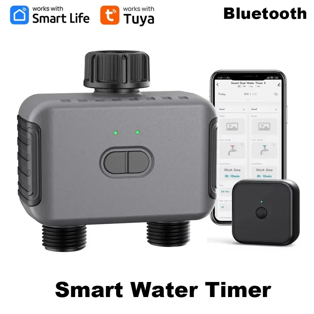 Tuya Smart Garden Watering Timers 2 Outlet Sprinkler Drip Irrigation Controller Water Valve Rain Delay Programmable Controllers - Urbizia