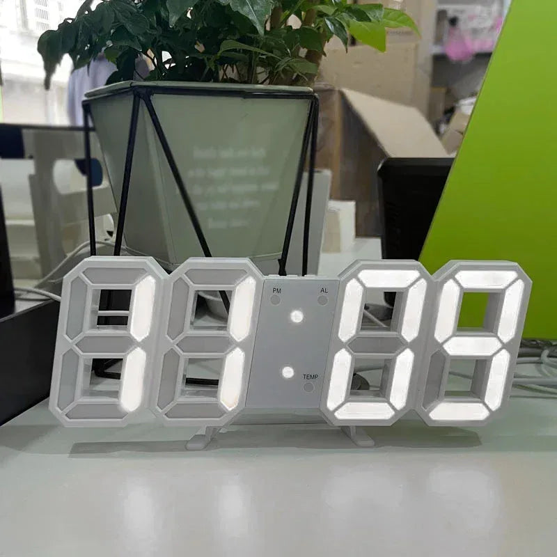 3D LED Digital Clock Luminous Fashion Wall Clock Multifunctional Creative USB Plug in Electronic Clock Home Decoration - Urbizia