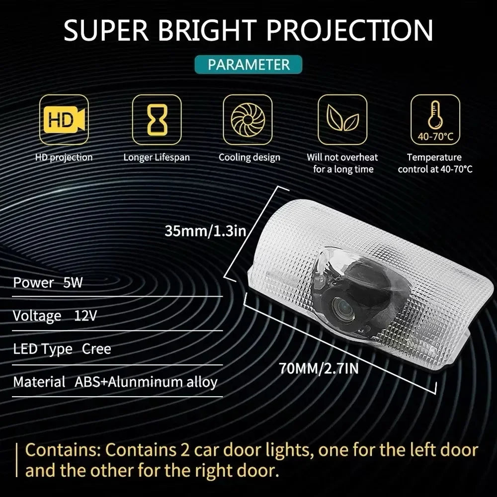 2PCS LED door welcome Lamp logo light For Toyota Camry Highlander Land Cruiser Prado Avalon Reiz Rav4 Crown CHR Prius accessory