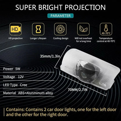 2PCS LED door welcome Lamp logo light For Toyota Camry Highlander Land Cruiser Prado Avalon Reiz Rav4 Crown CHR Prius accessory