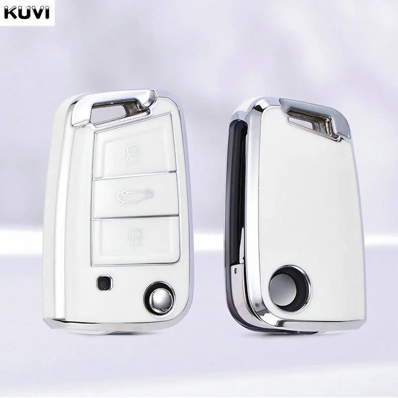 3 4 Buttons TPU Car Key Case Cover Fob For VW Volkswagen Golf 7 MK7 Tiguan MK2 For SEAT Ateca Leon FR 2 Ibiza For Skoda Octavia