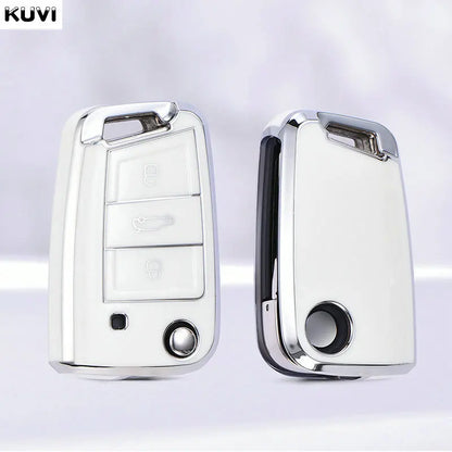 3 4 Buttons TPU Car Key Case Cover Fob For VW Volkswagen Golf 7 MK7 Tiguan MK2 For SEAT Ateca Leon FR 2 Ibiza For Skoda Octavia