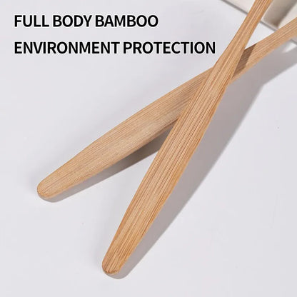 Single Cowhide Wrapped Bamboo Toothbrush Set – 10 PCS Eco-Friendly